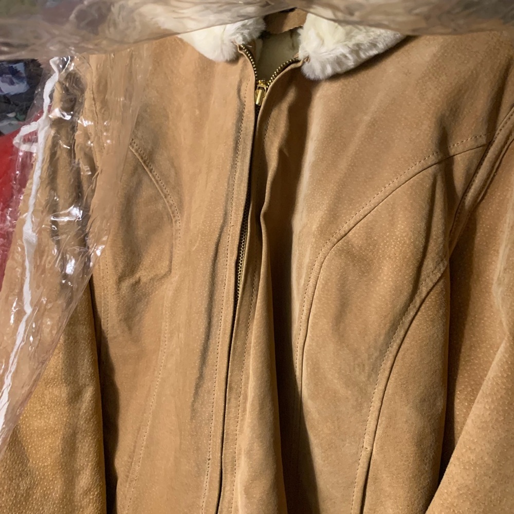 Baby Phat Camel Teddy Jacket with Faux Fur Trim